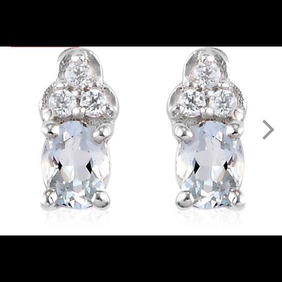 Natural Aquamarine and Zircon earrings - Picture 1 of 11